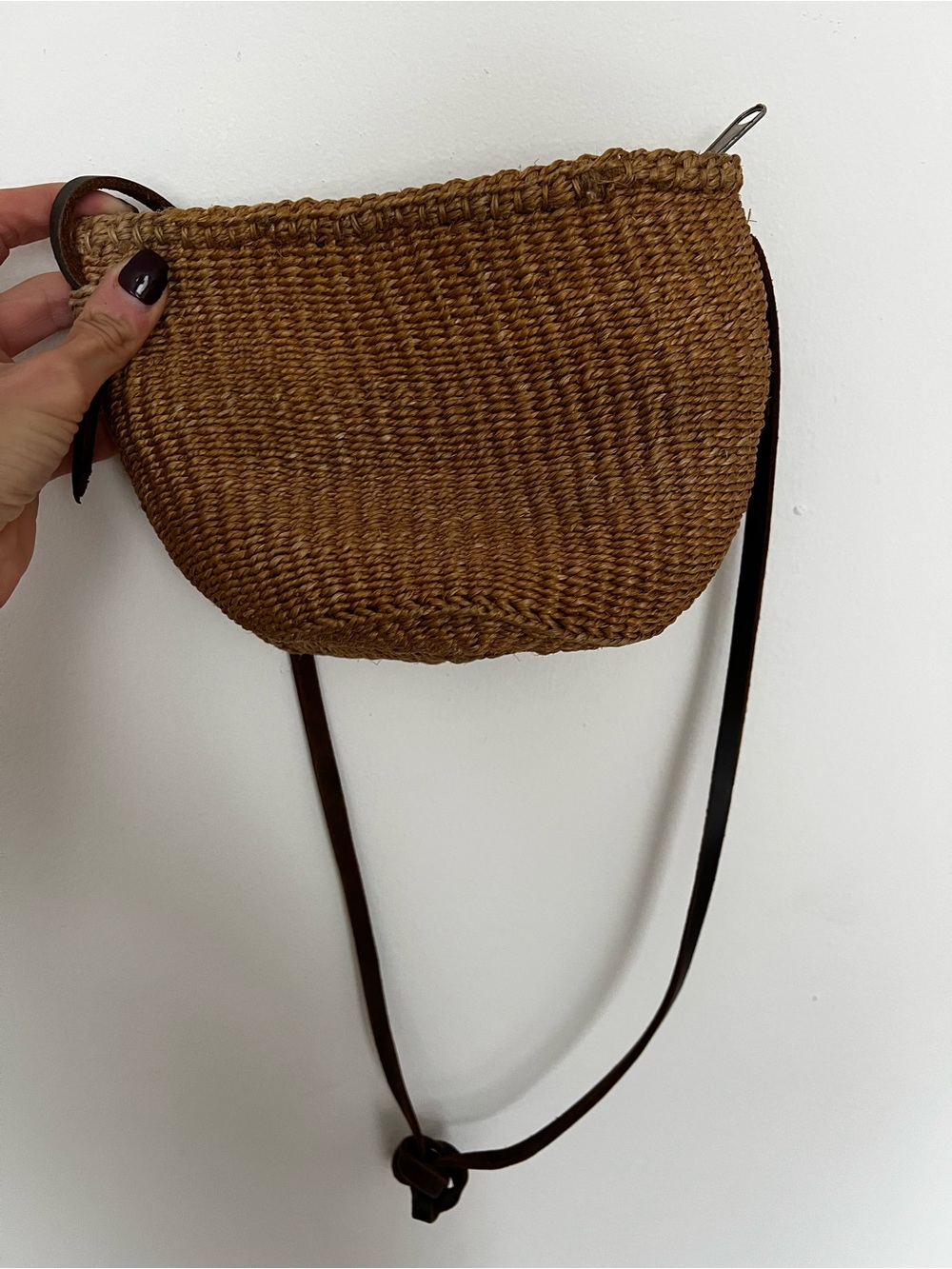 Woven Straw Crossbody Bag in Brown - Picture 3 of 3